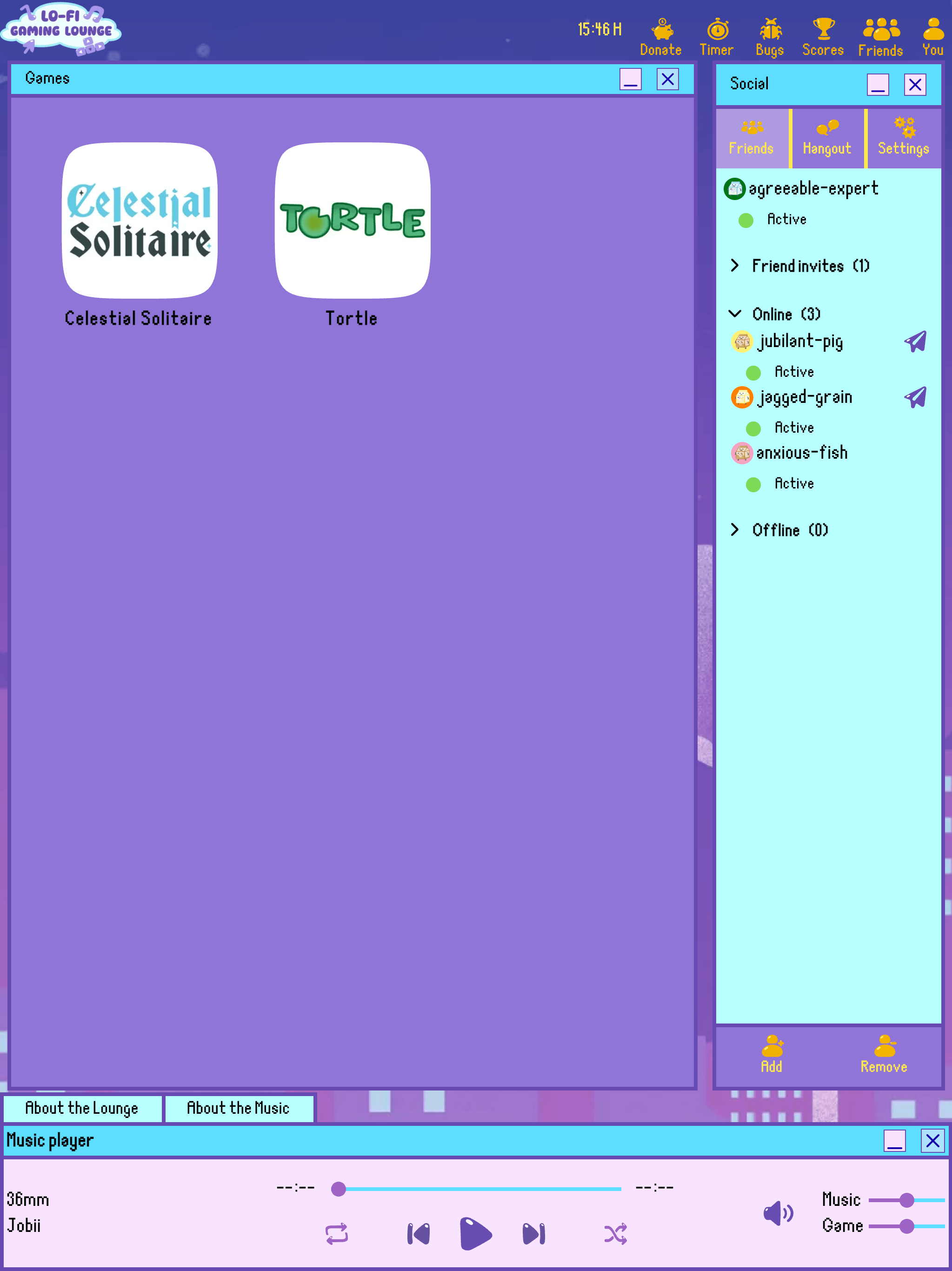 Picture of the Lofi Gaming Lounge website